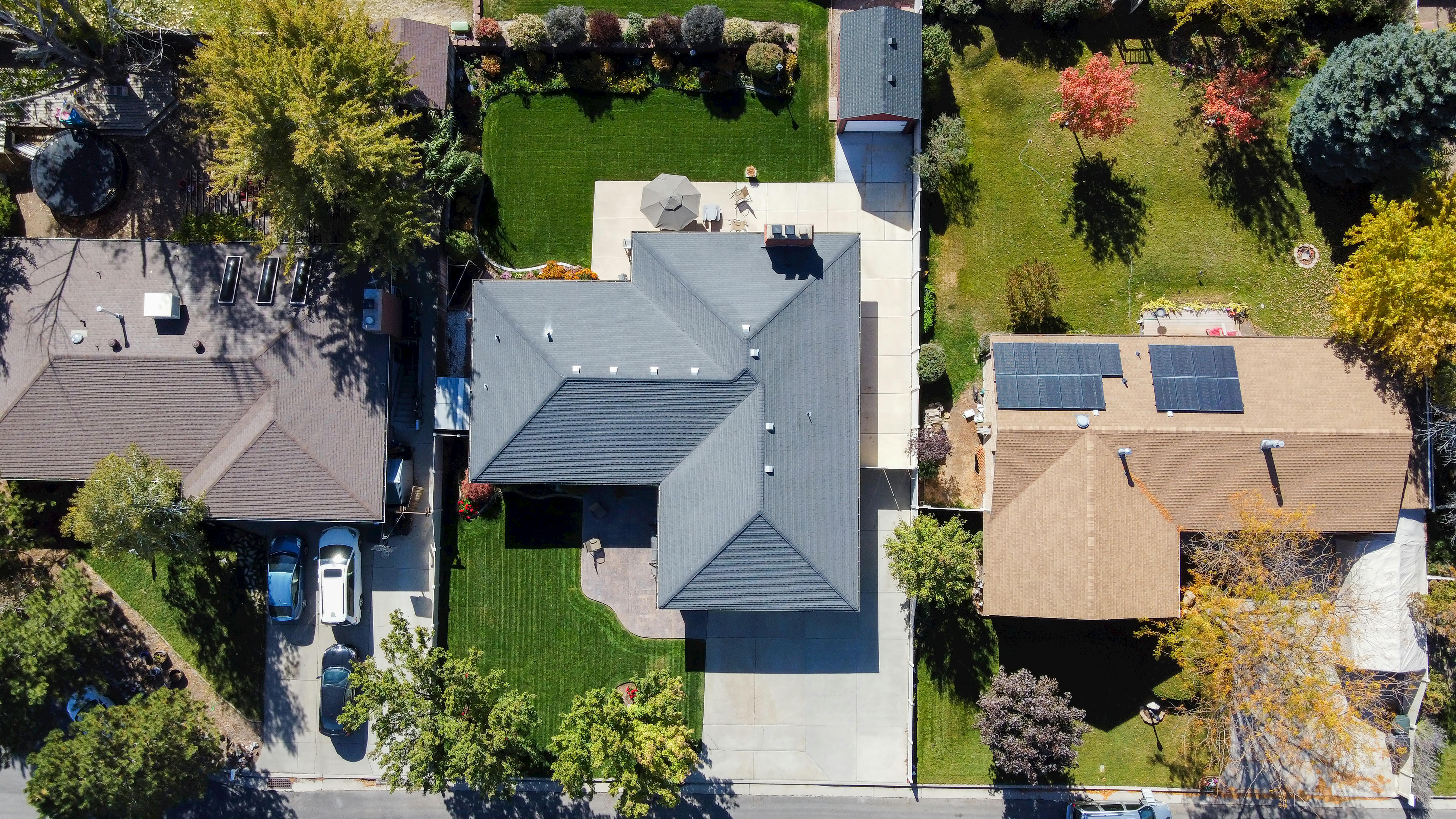 Aerial view of an established Australian residential neighbourhood